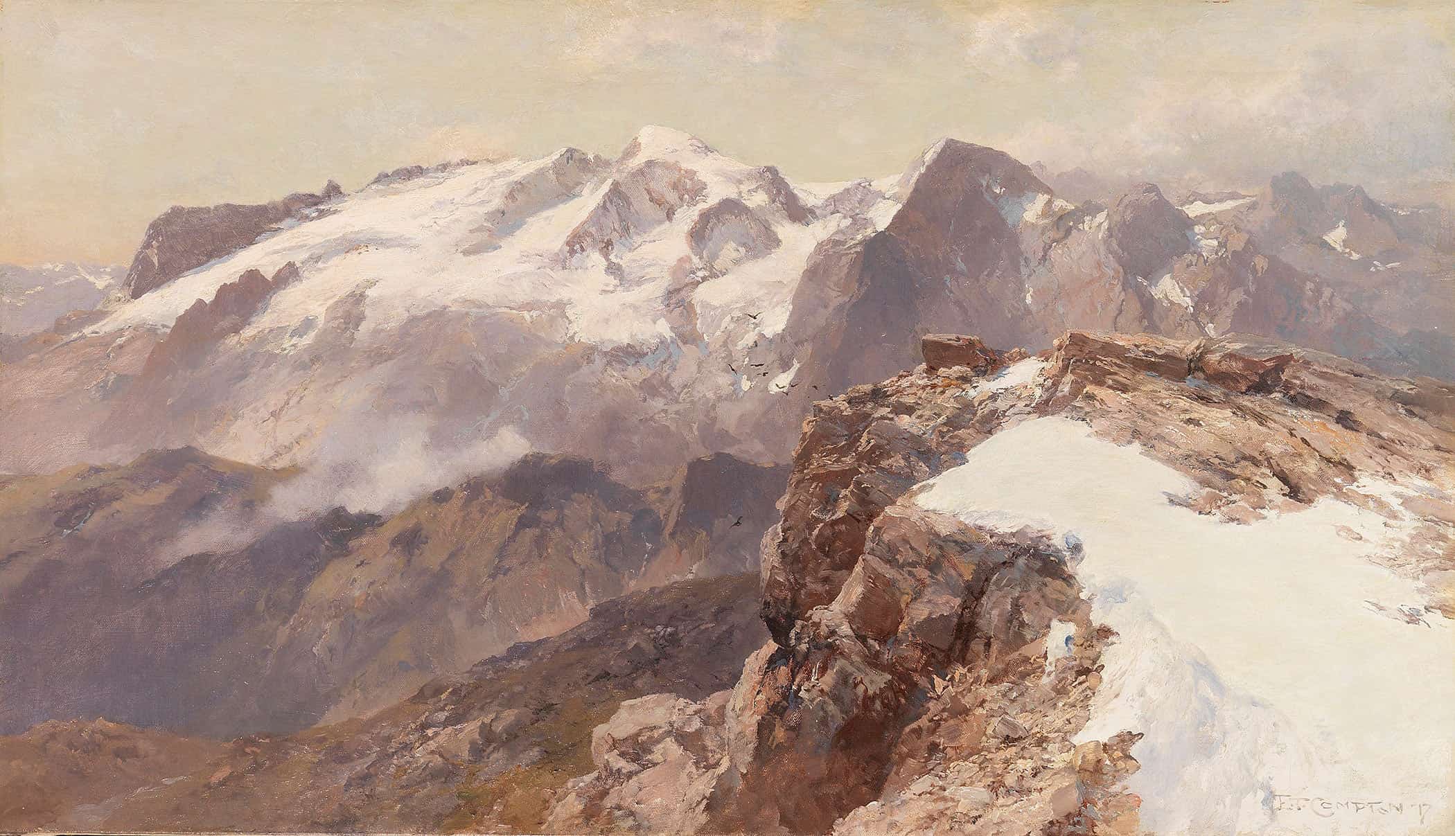 Ansicht Der Marmolata Vom Piz Boe Aus by Edward Theodore Compton