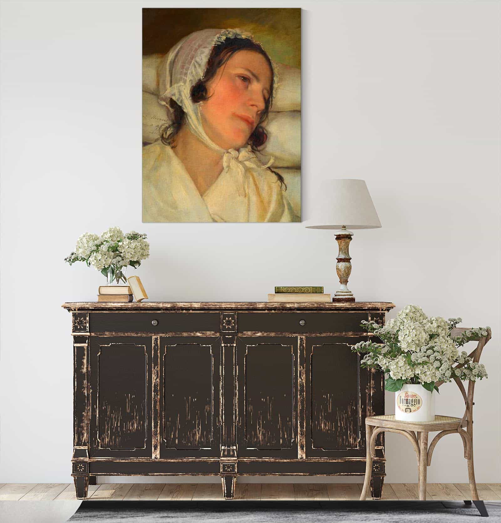 Antonie Amerling Am Krankenbett  Gattin Des Kunstlers by Friedrich Von Amerling