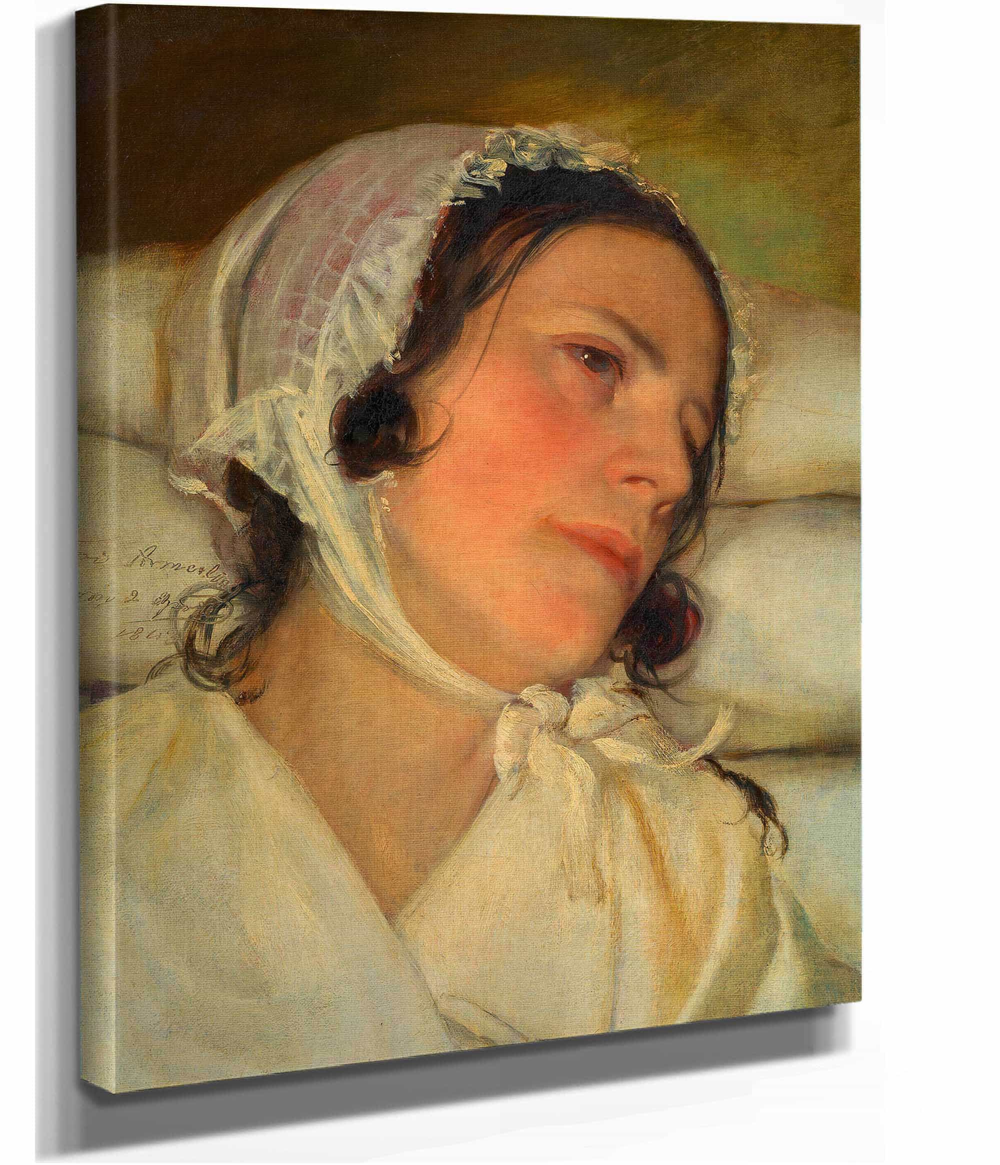 Antonie Amerling Am Krankenbett  Gattin Des Kunstlers by Friedrich Von Amerling