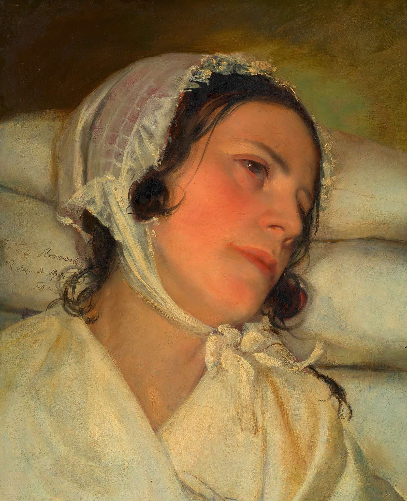 Antonie Amerling Am Krankenbett  Gattin Des Kunstlers by Friedrich Von Amerling
