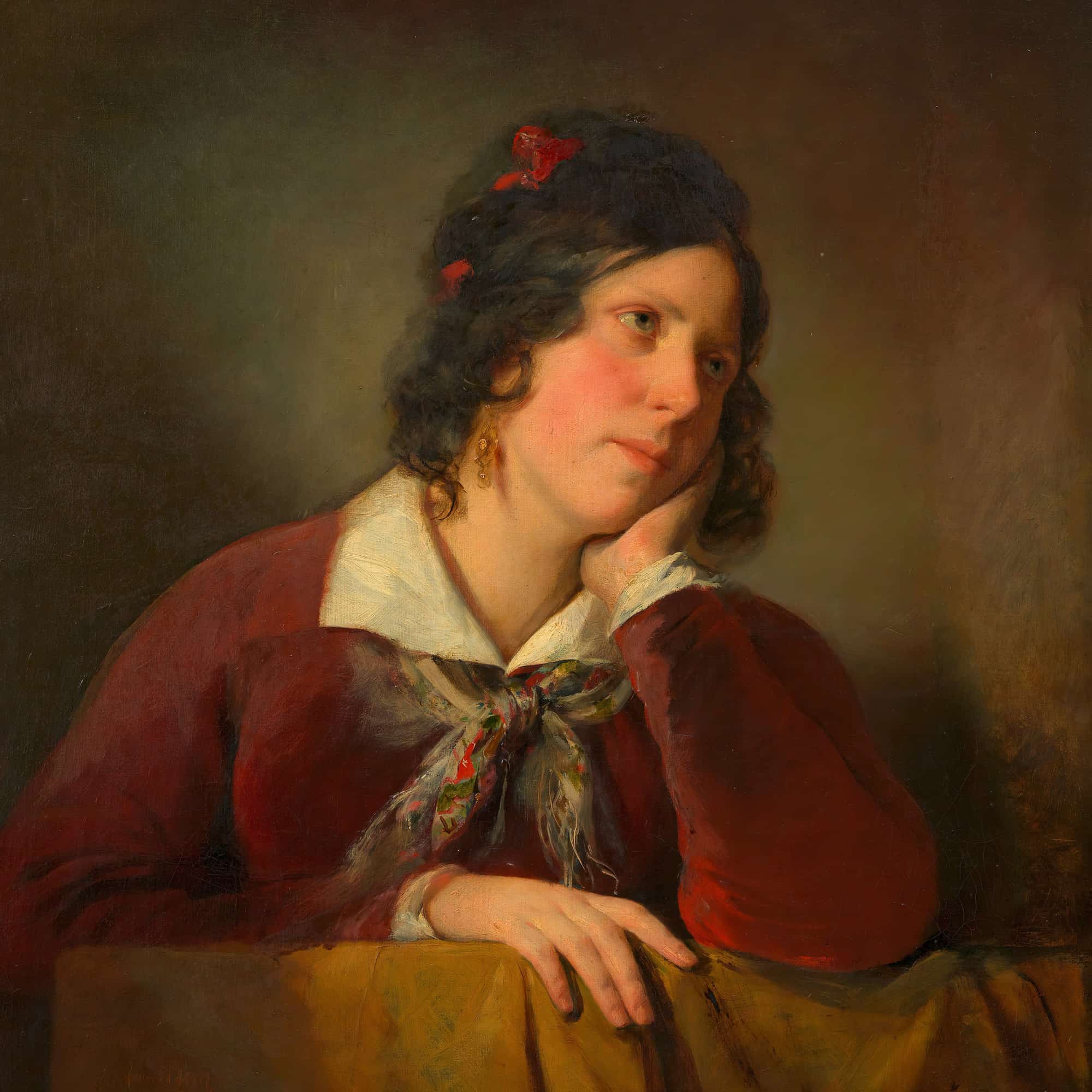 Antonie Amerling Mit Aufgestutztem Kopf . Gattin Des Kunstlers by Friedrich Von Amerling