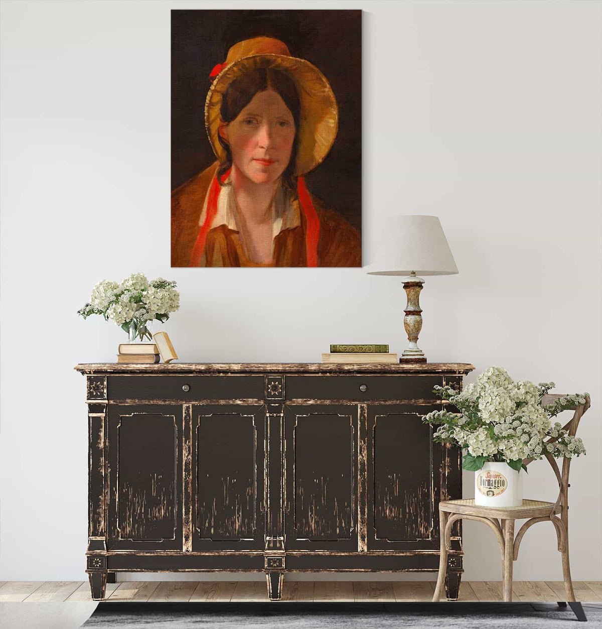 Antonie Amerling Mit Florentinerhut  Gattin Des Kunstlers by Friedrich Von Amerling