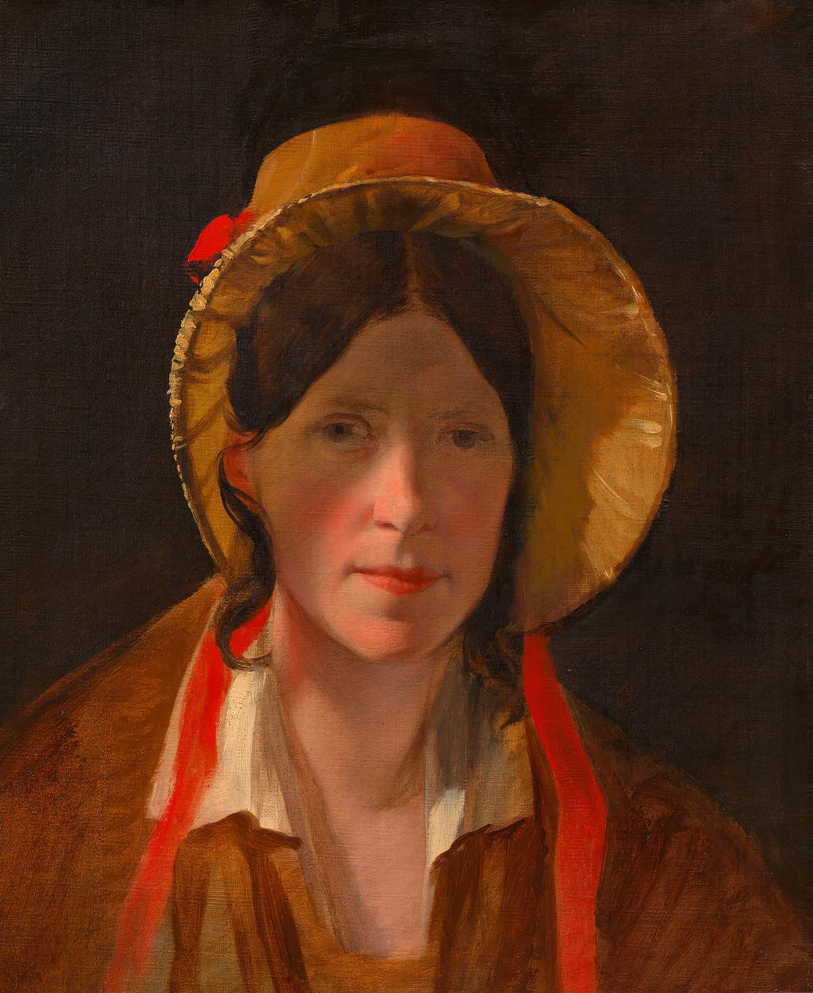 Antonie Amerling Mit Florentinerhut  Gattin Des Kunstlers by Friedrich Von Amerling