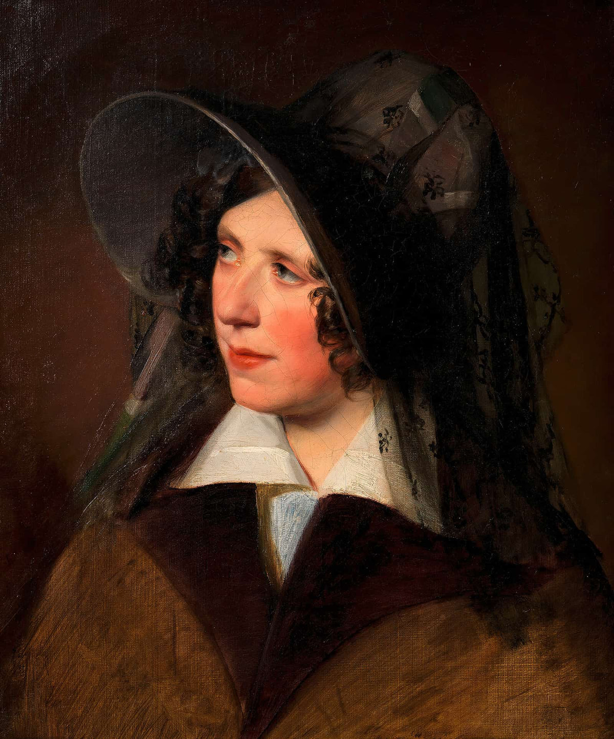 Antonie Amerling Mit Schwarzem Schleierhut  Gattin Des Kunstlers by Friedrich Von Amerling