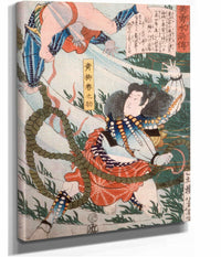 Aoyanagi Harunosuke Throwing An Assailant Underwater by Tsukioka Yoshitoshi