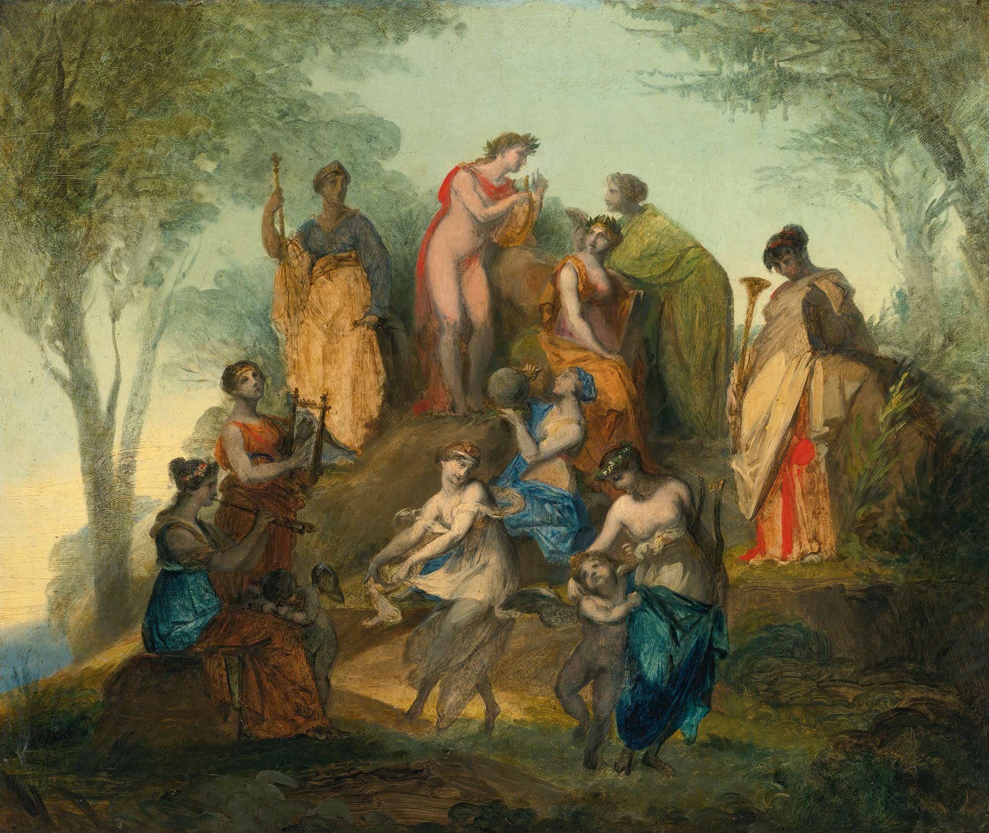 Apollo And The Nine Muses On Mount Parnassus by Pierre Paul Prudhon