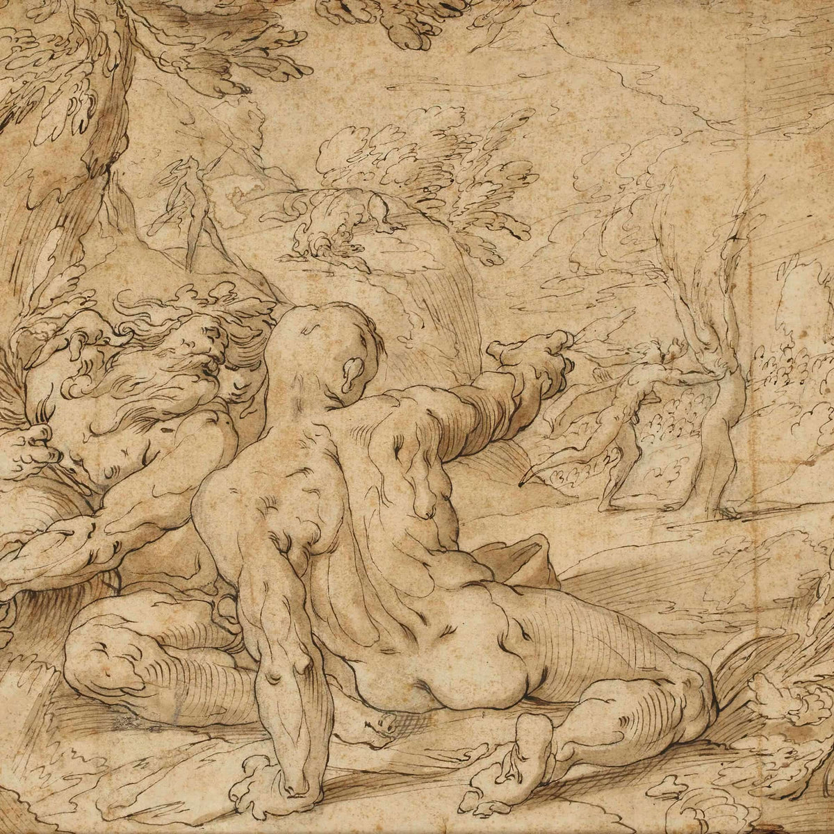Apollon Poursuivant Daphne by Abraham Bloemaert