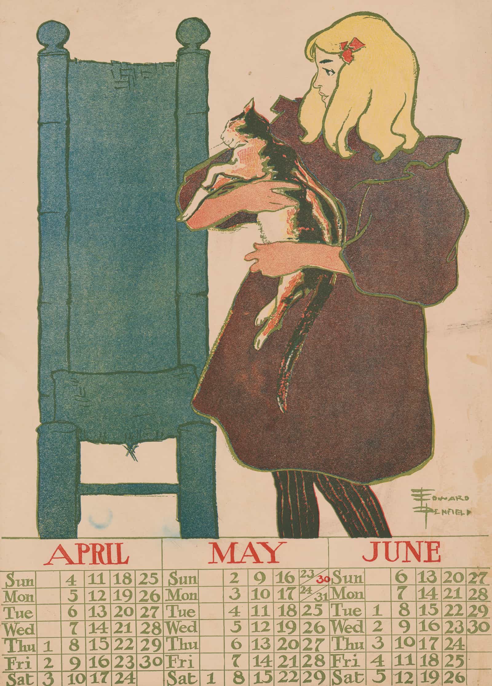 April May June Calendar by Edward Penfield