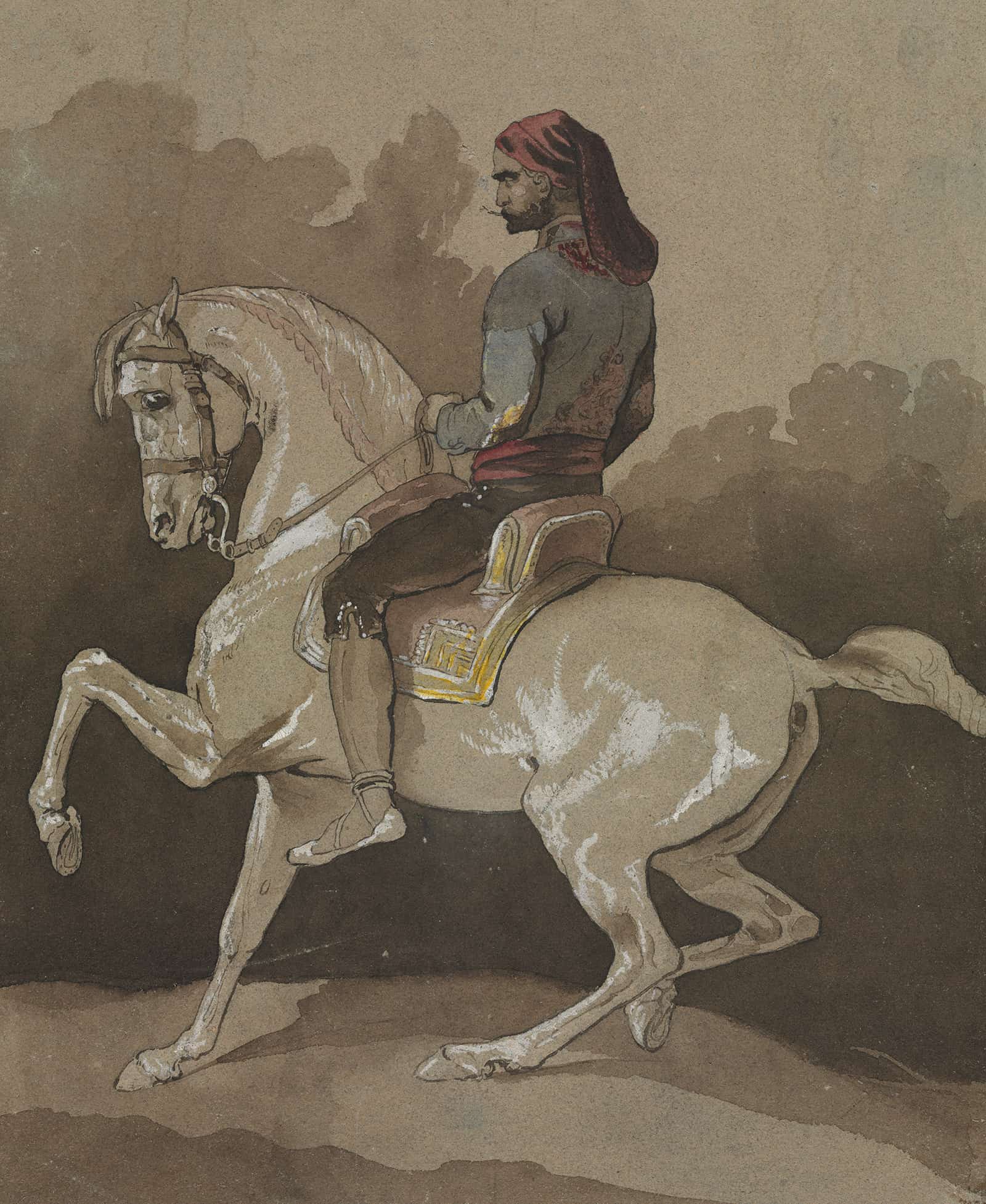 Arab On Horseback S by Horace Vernet