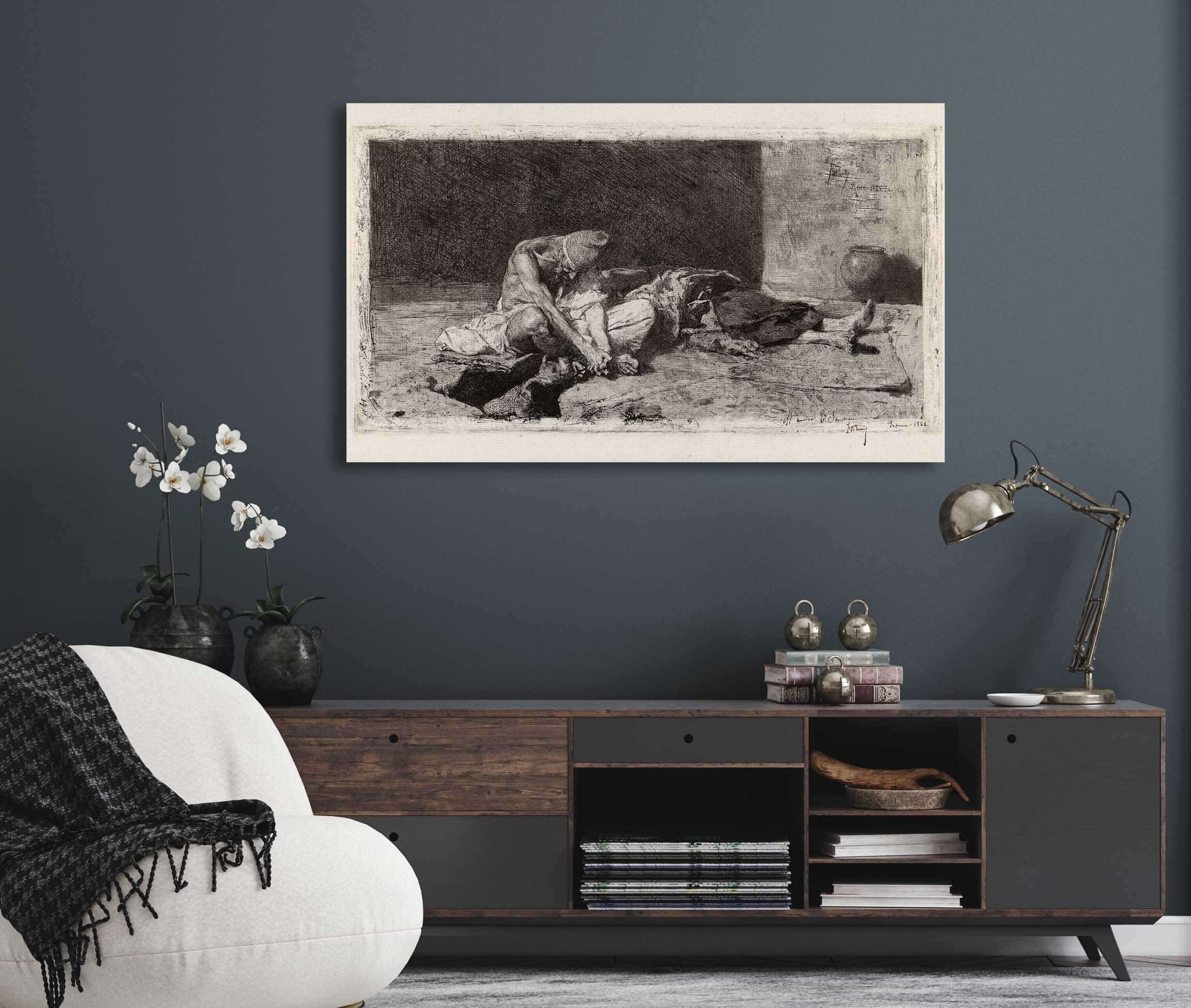 Arab Watching Over The Body Of A Friend by Mariano Fortuny Marsal
