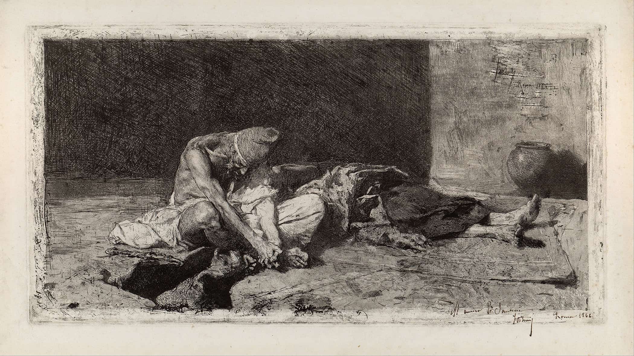 Arab Watching Over The Body Of A Friend by Mariano Fortuny Marsal