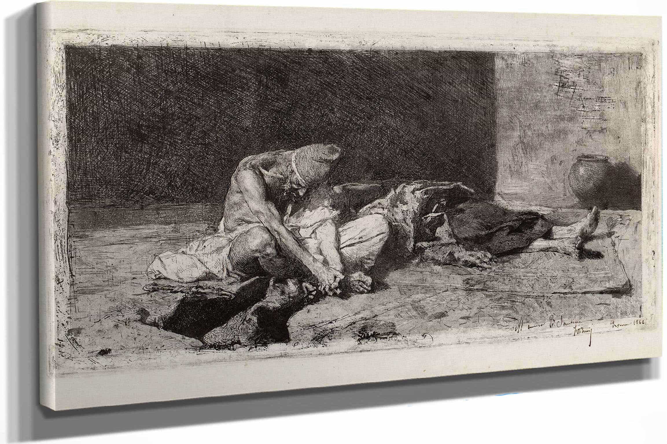 Arab Watching Over The Body Of A Friend by Mariano Fortuny Marsal