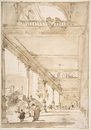 Architectural Capriccio A Palace Colonnade   by Francesco Guardi
