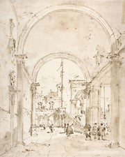 Architectural Capriccio Grand Staircase Seen Through An Archway   by Francesco Guardi
