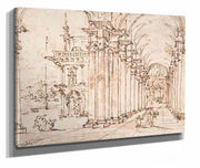 Architectural Capriccio Vaulted Colonnade Of A Palace  by Francesco Guardi