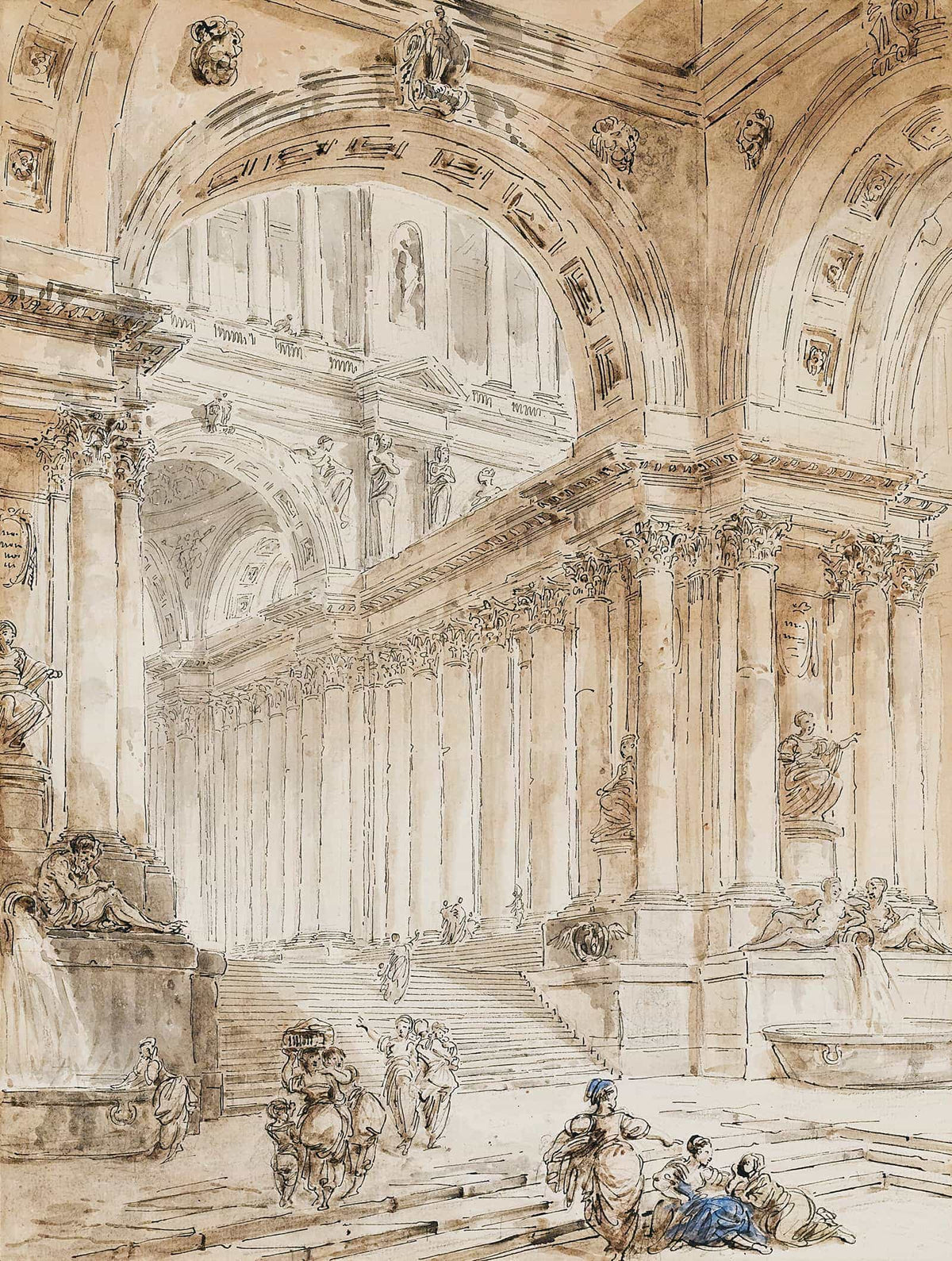 Architectural Composition With Portico by Hubert Robert