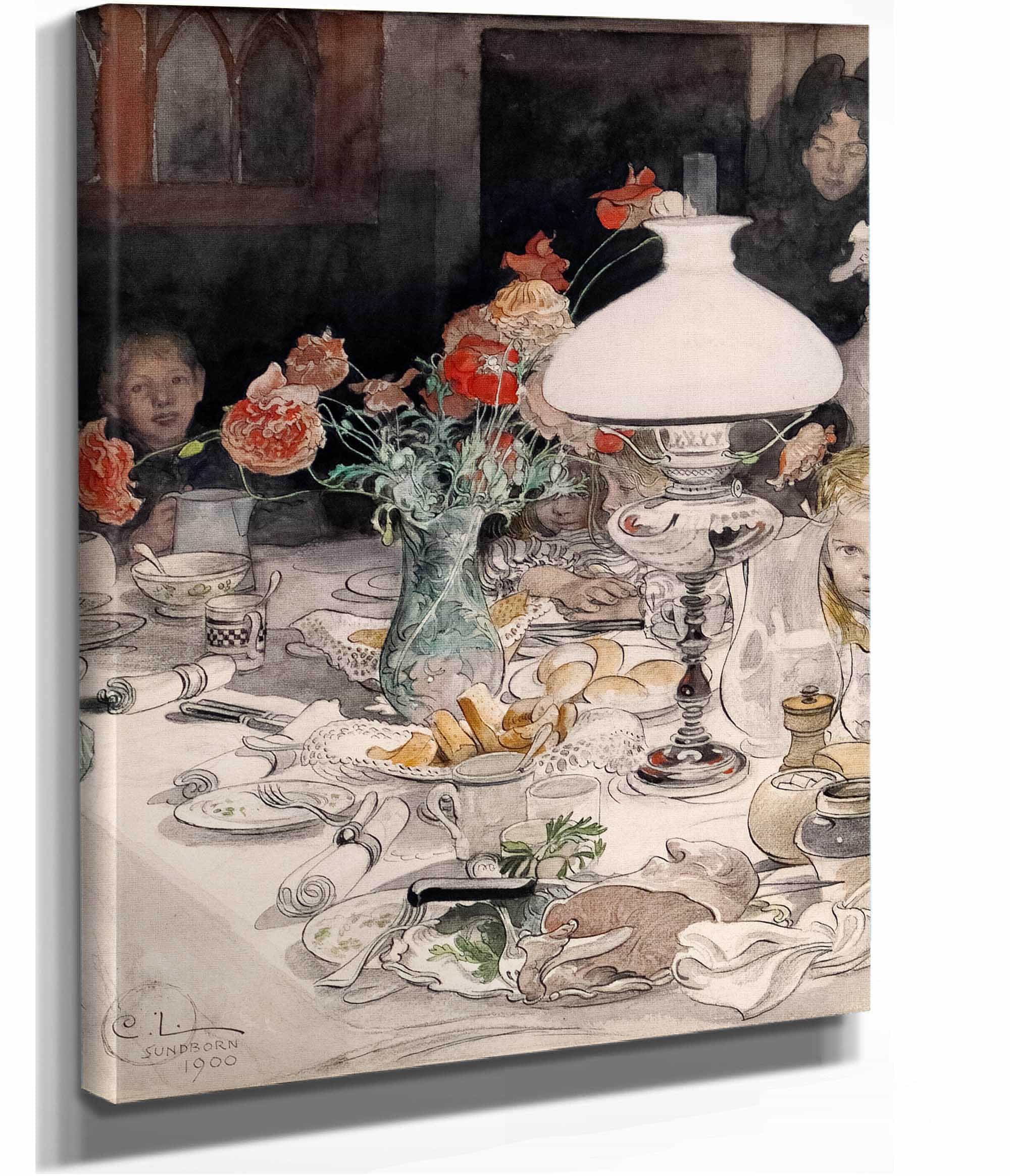 Around The Evening Lamp by Carl Larsson