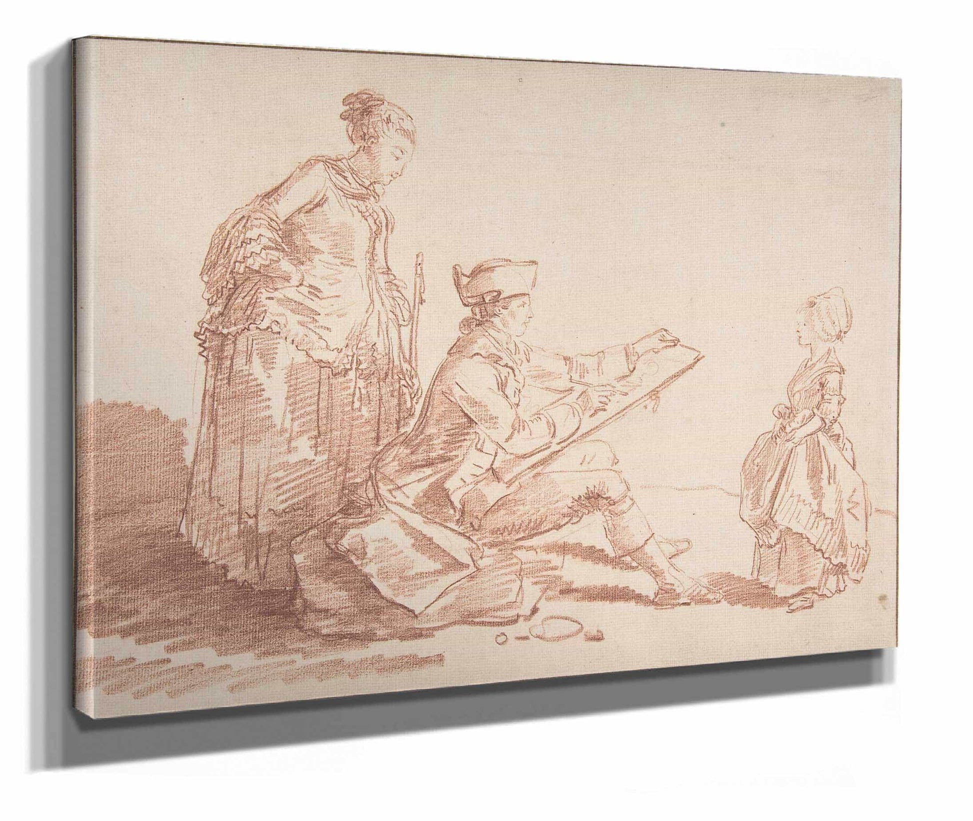 Artist Sketching A Young Girl by Hubert Robert