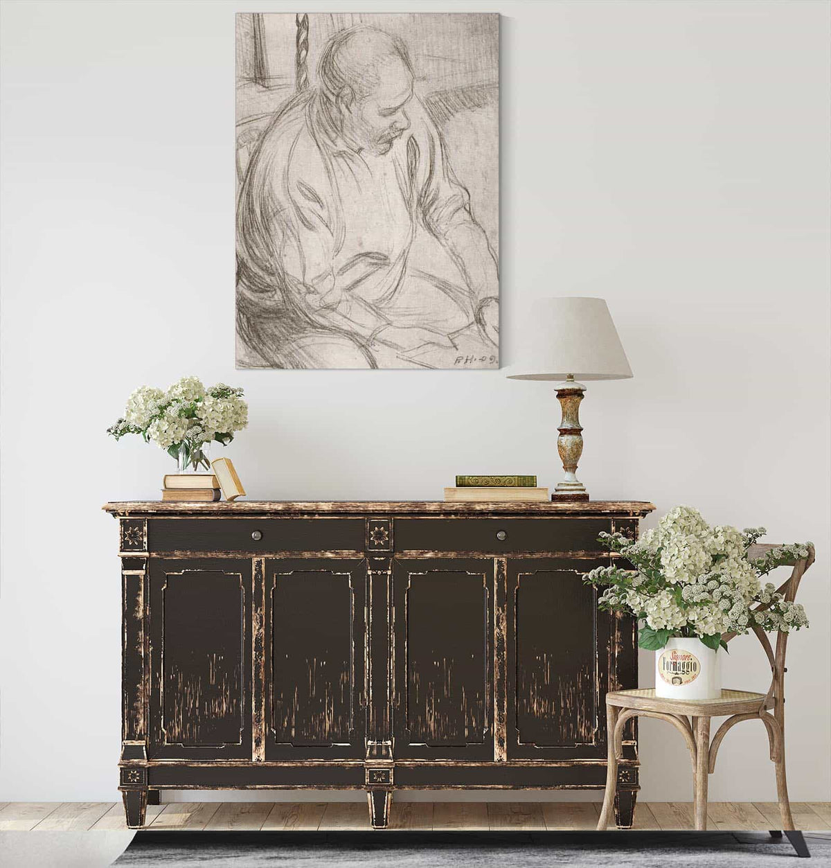 Arttu Sitting By The Fireplace by Pekka Halonen