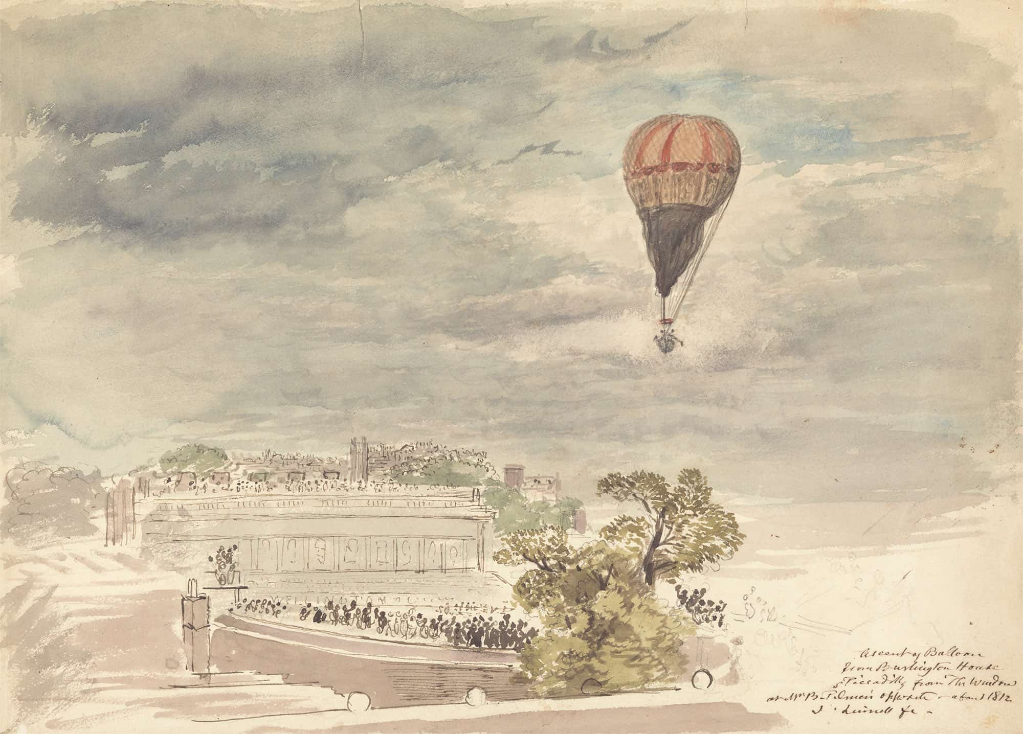 Ascent Of Balloon From Burlington House Piccadilly From The Window At Mr B Palmers After by John Linnell