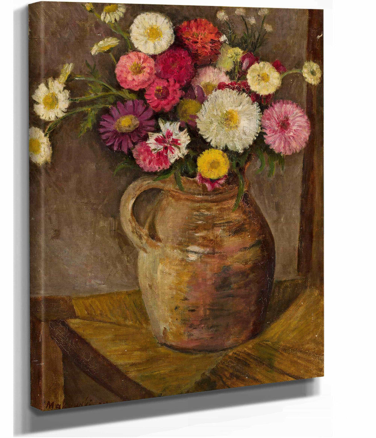 Asters And Zinnias In A Clay Jug by Tadeusz Makowski