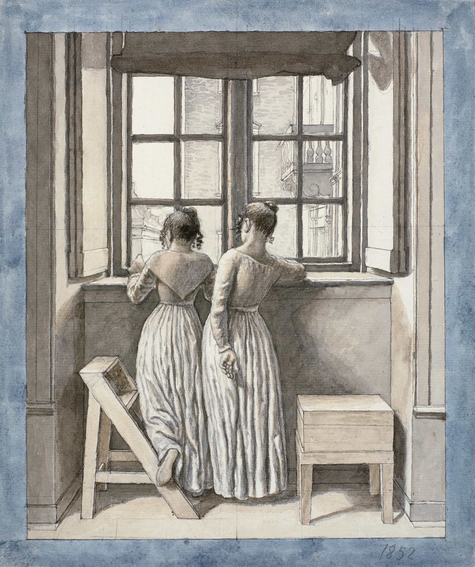 At A Window In The Artists Studio by Christoffer Wilhelm Eckersberg