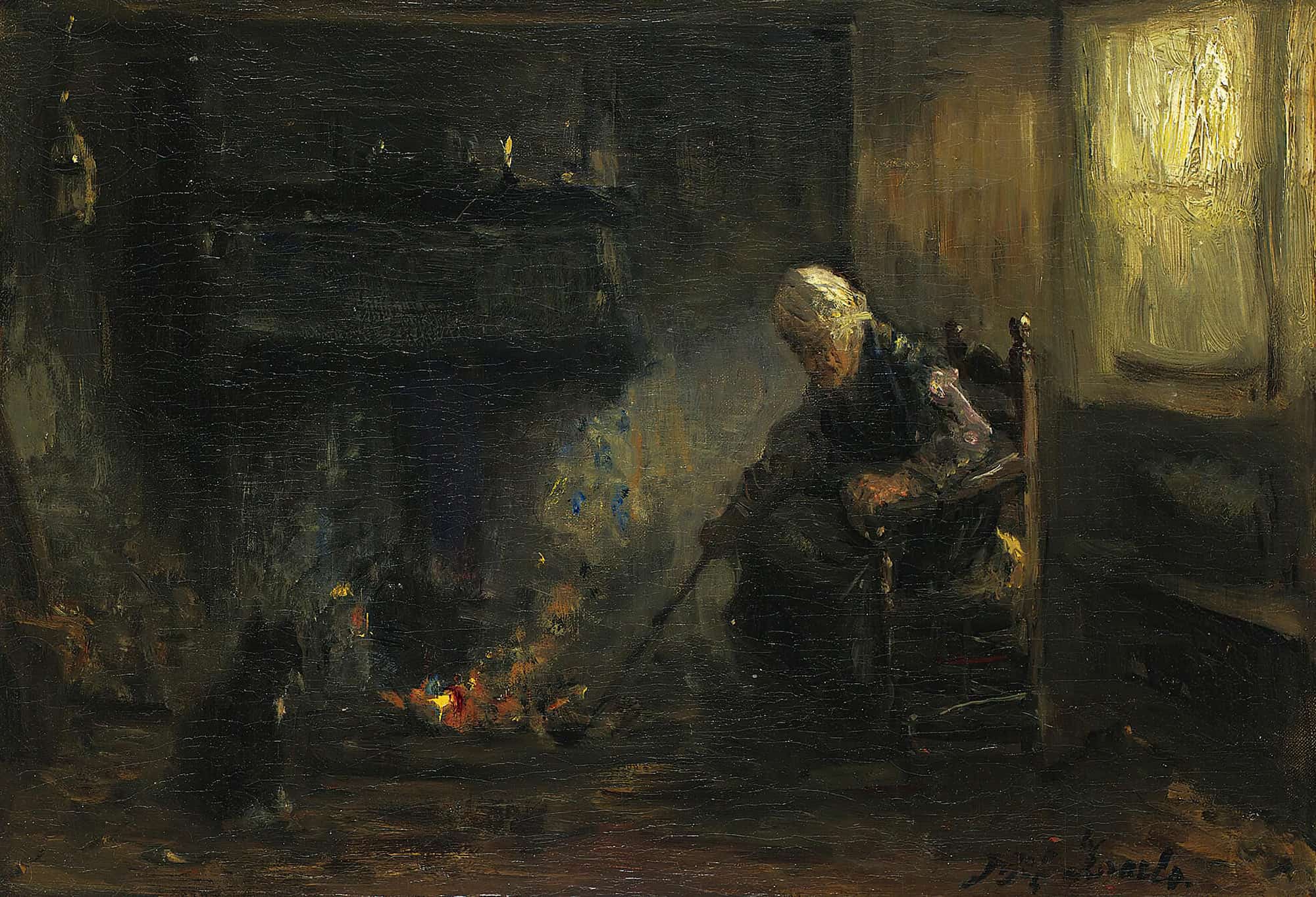 At The Hearth by Jozef Israels