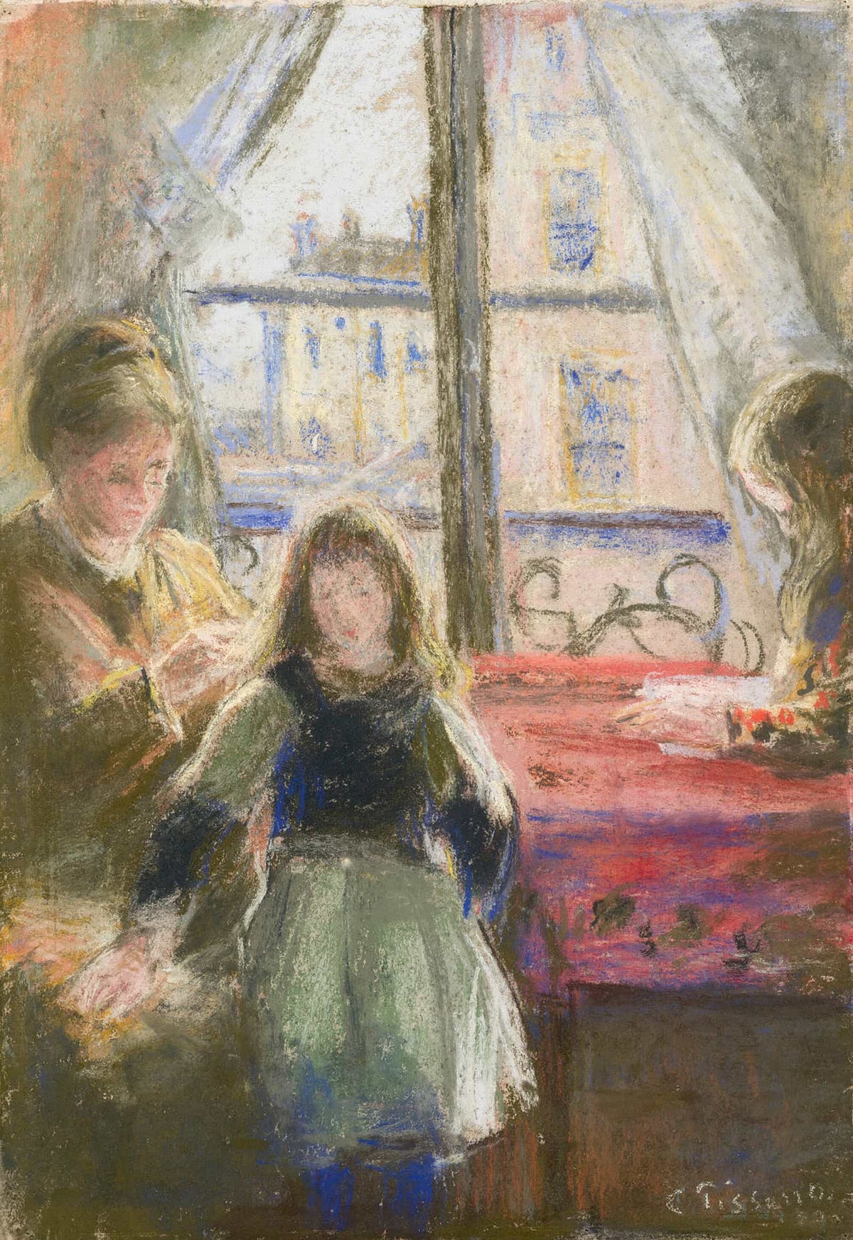 At The Window Rue Des Trois Freres   by Camille Pissarro