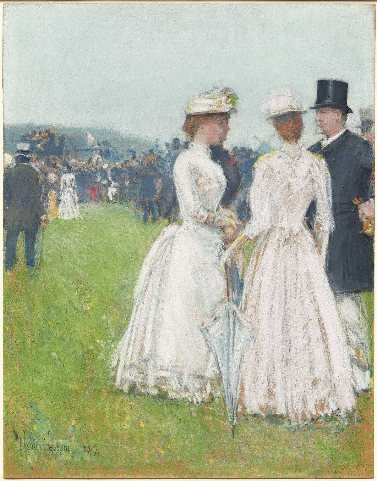 Au Grand Prix De Paris At The Grand Prix De Paris by Childe Hassam
