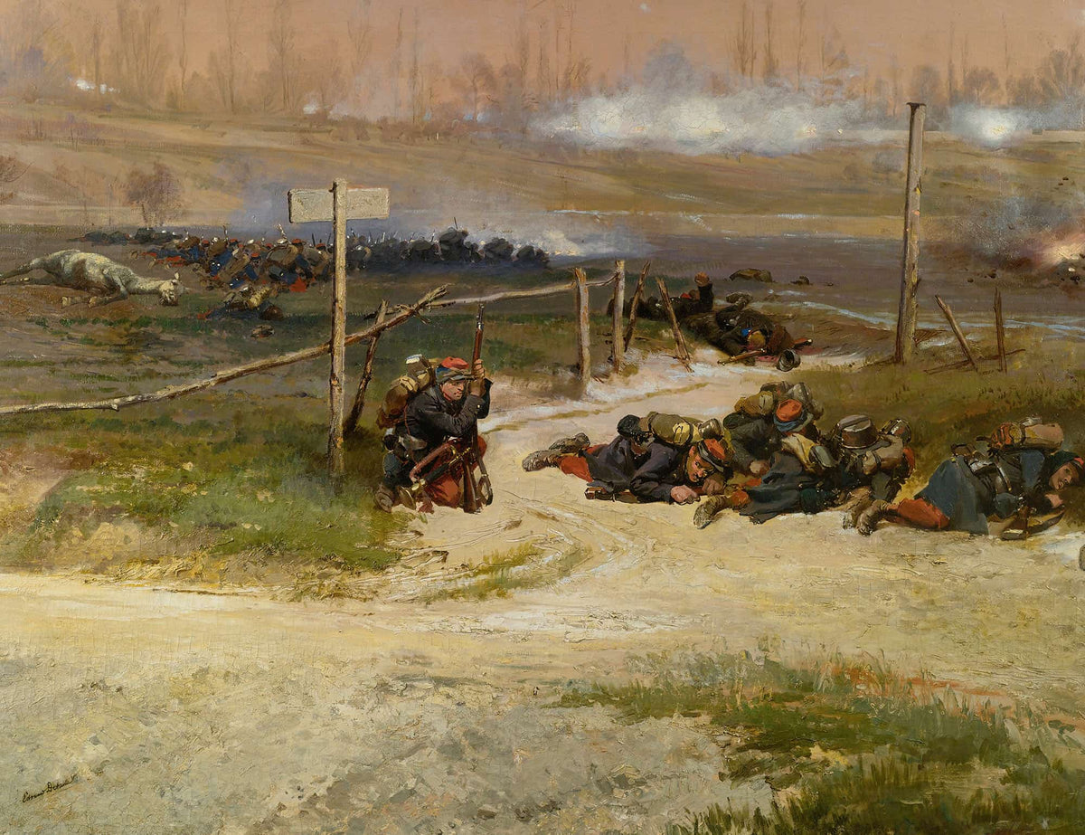 Au Pied Du Poteau A Fragment From The Panorama Of The Battle Of Champigny by Jean Baptiste Edouard Detaille