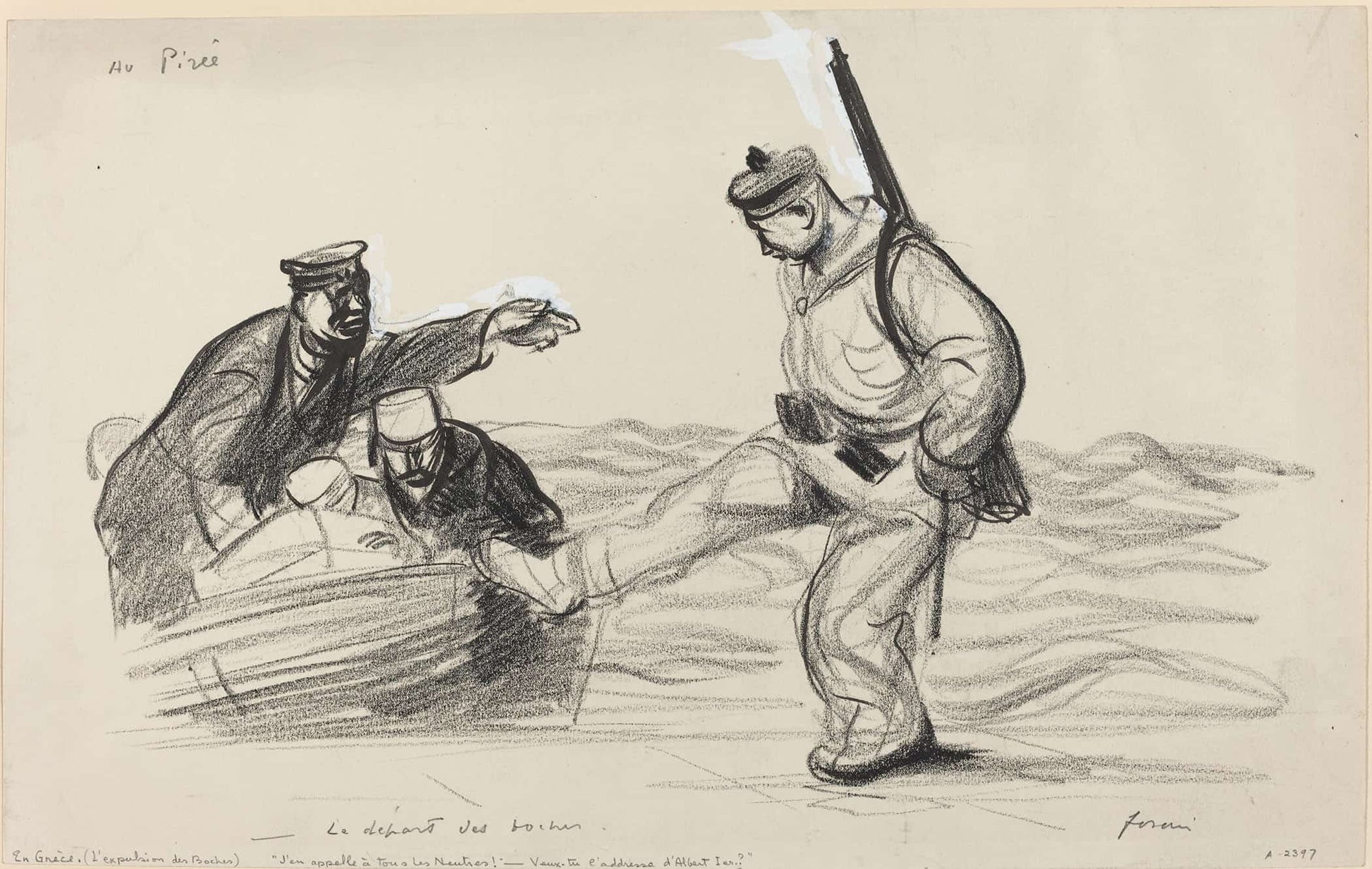 Au Piree Le Depart Des Boches by Jean Louis Forain
