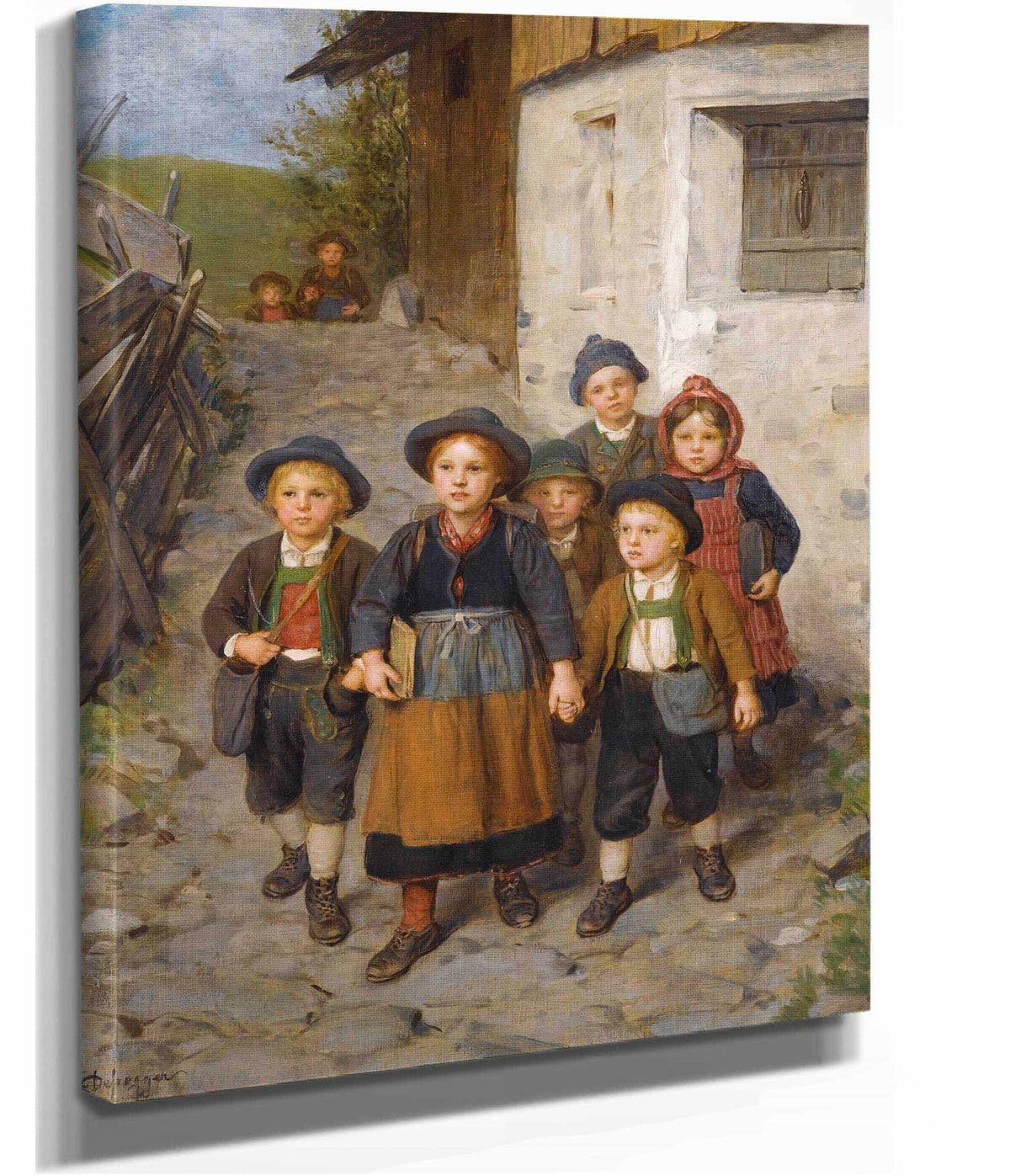 Auf Dem Schulweg Going To School by Franz Von Defregger
