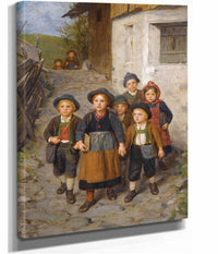Auf Dem Schulweg Going To School by Franz Von Defregger
