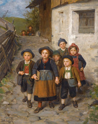 Auf Dem Schulweg Going To School by Franz Von Defregger