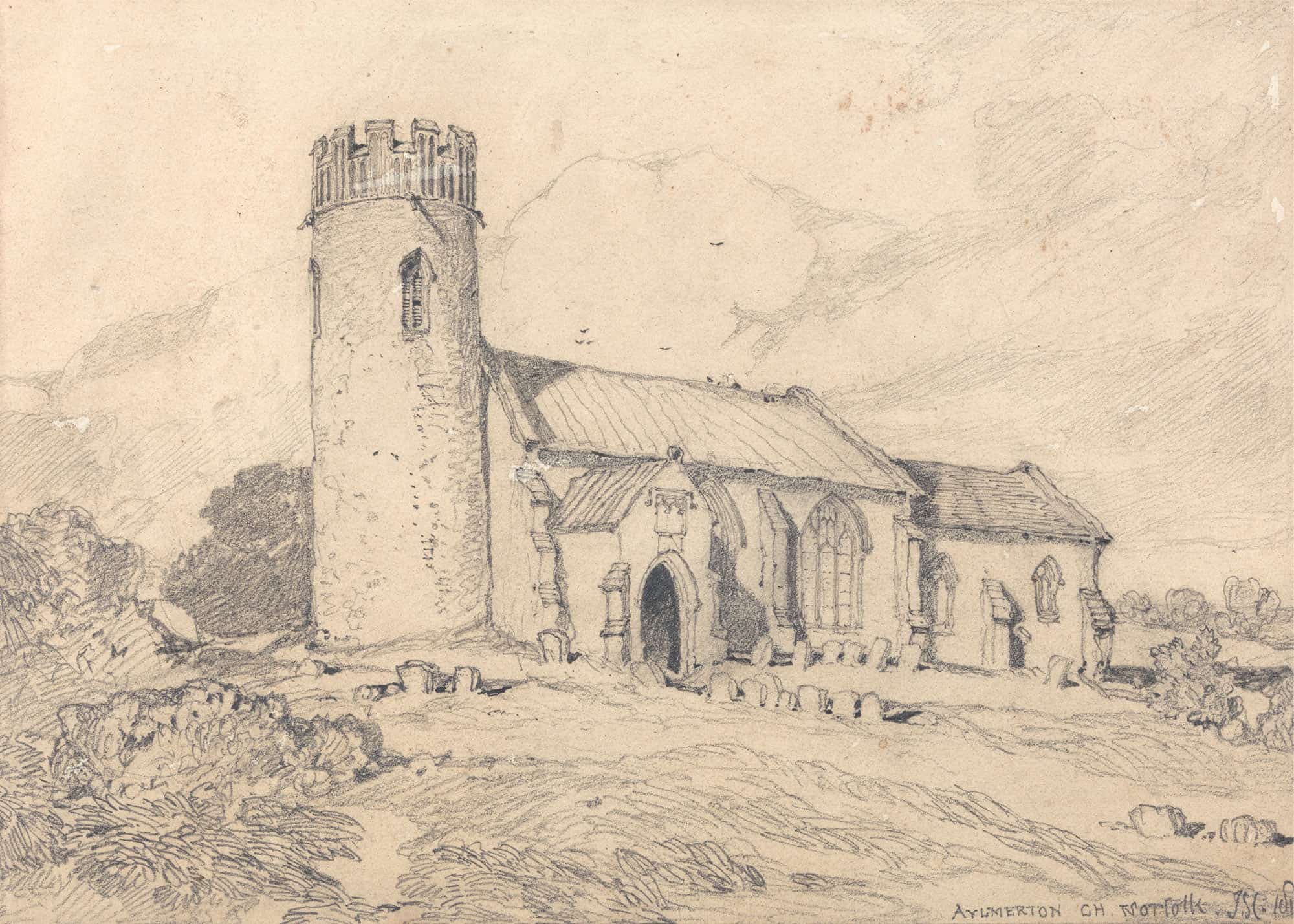 Aylmerton Church Norfolk From The South West by John Sell Cotman