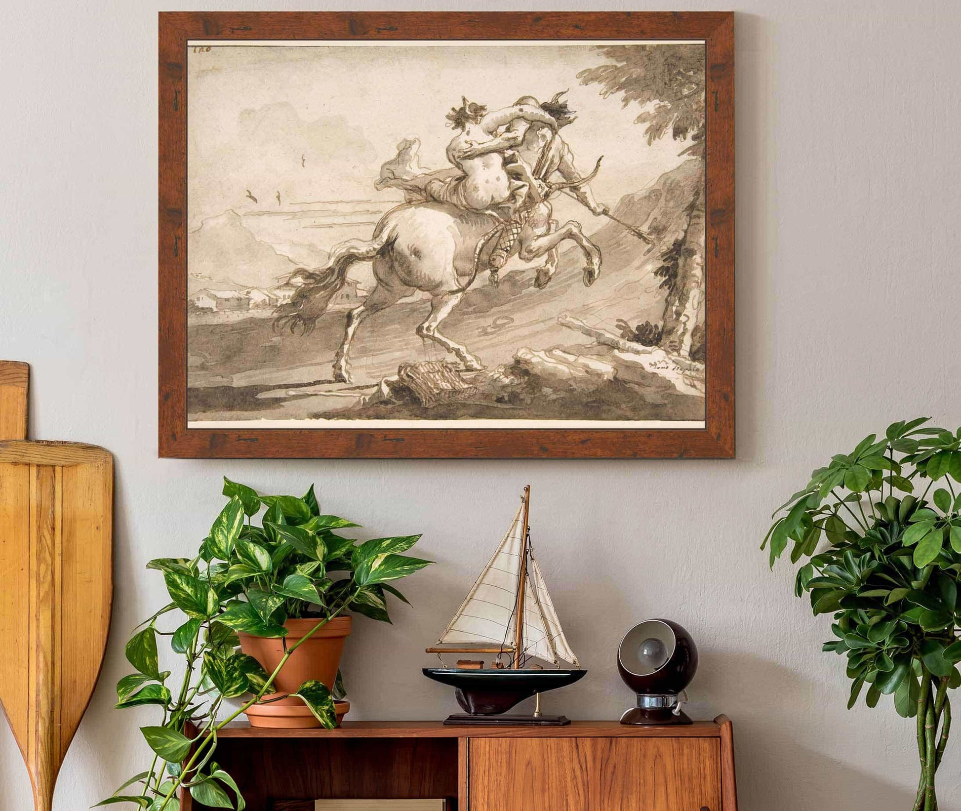 Back View Of A Centaur Abducting A Satyress  by Giovanni Domenico Tiepolo