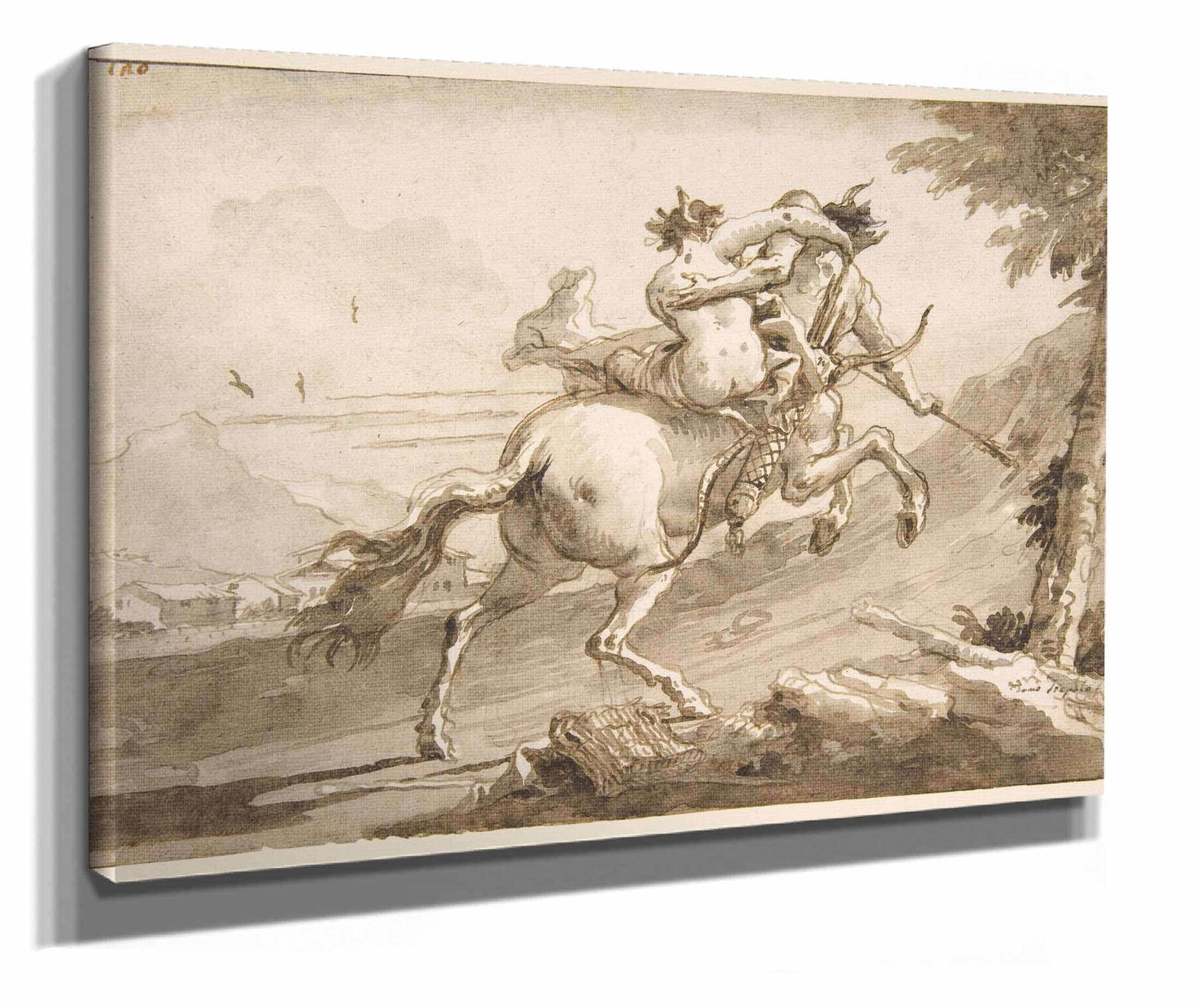 Back View Of A Centaur Abducting A Satyress  by Giovanni Domenico Tiepolo