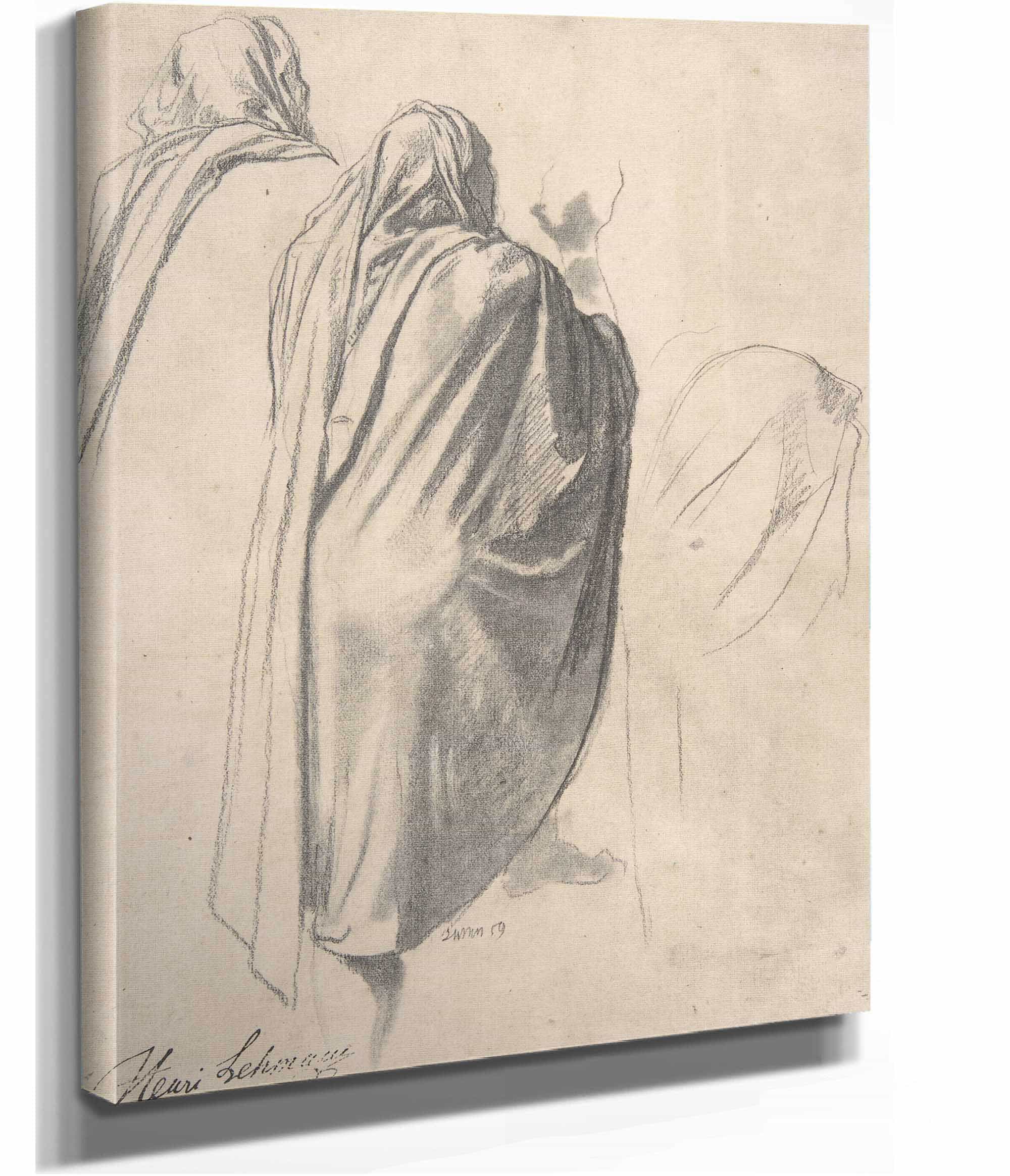 Back View Of A Male Figure Wearing A Cloak by Henri Lehmann