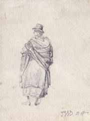 Back View Of Country Woman In Hat And Shawl by James Ward