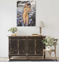 Badende Stehender Weiblicher Akt by Leo Putz