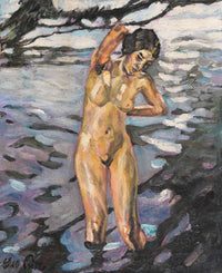 Badende Stehender Weiblicher Akt by Leo Putz