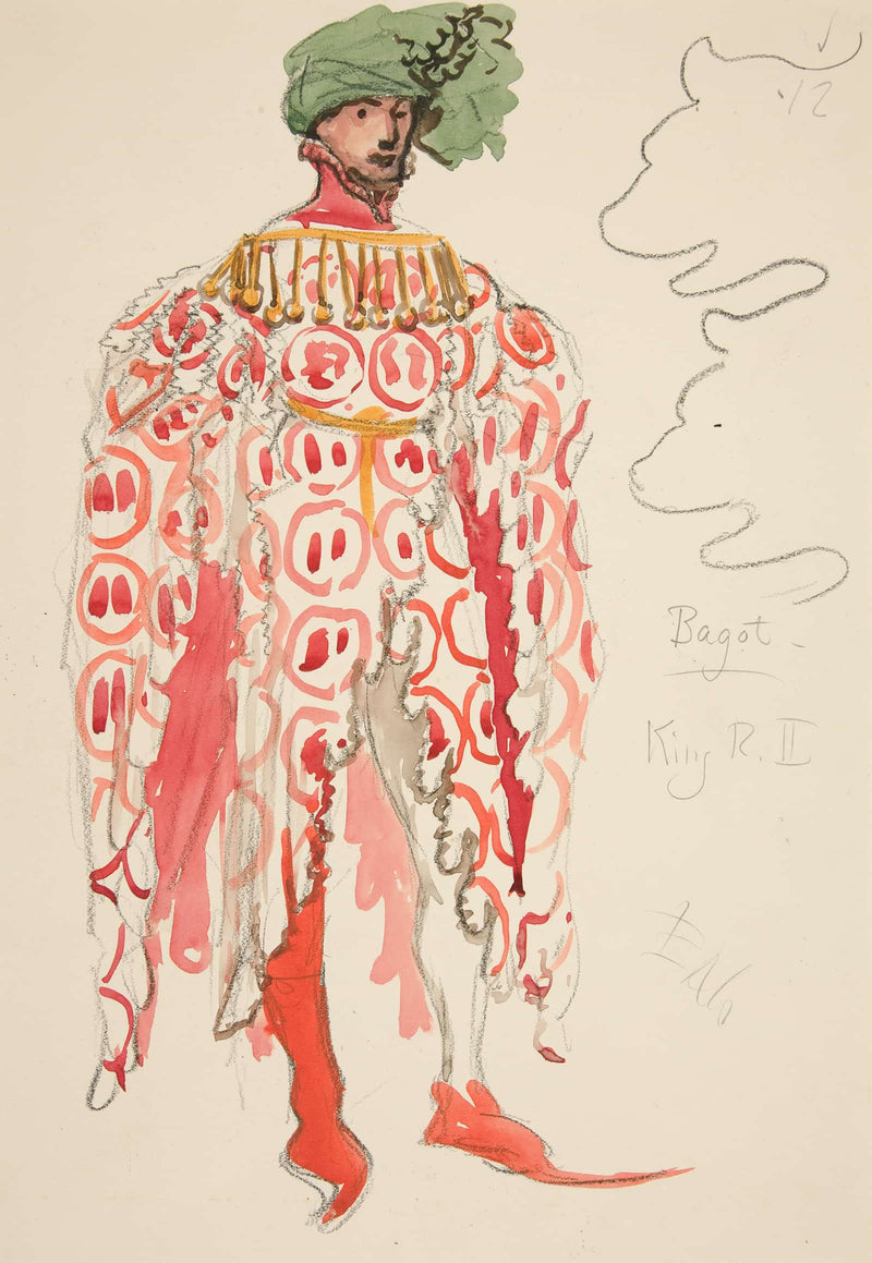 Bagot Costume Sketch For Henry Irvings Planned Production Of King Richard Ii by Edwin Austin Abbey