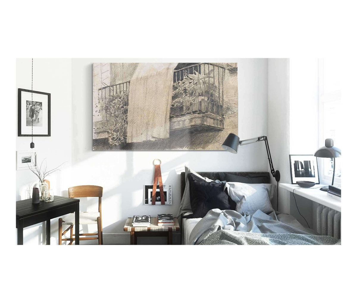 Balcony With Flowers And Curtain by Santiago Rusinol