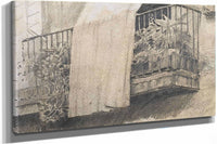 Balcony With Flowers And Curtain by Santiago Rusinol