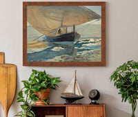 Barcas En La Playa Fishing Boats On The Beach Valencia by Joaquin Sorolla