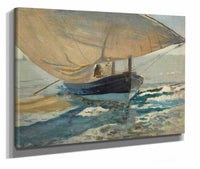 Barcas En La Playa Fishing Boats On The Beach Valencia by Joaquin Sorolla