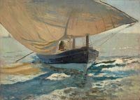 Barcas En La Playa Fishing Boats On The Beach Valencia by Joaquin Sorolla
