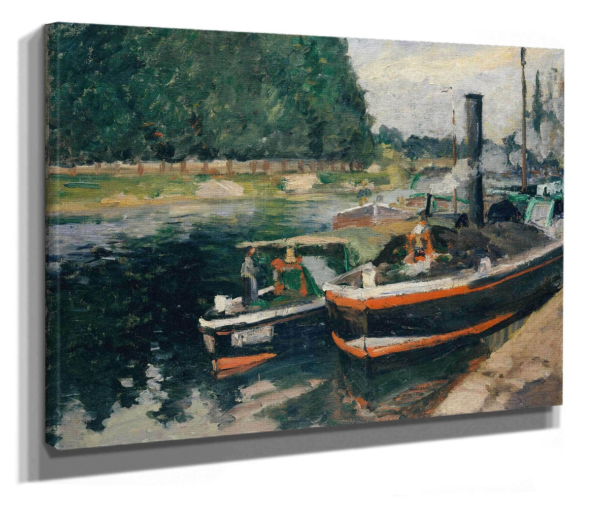 Barges At Pontoise by Camille Pissarro
