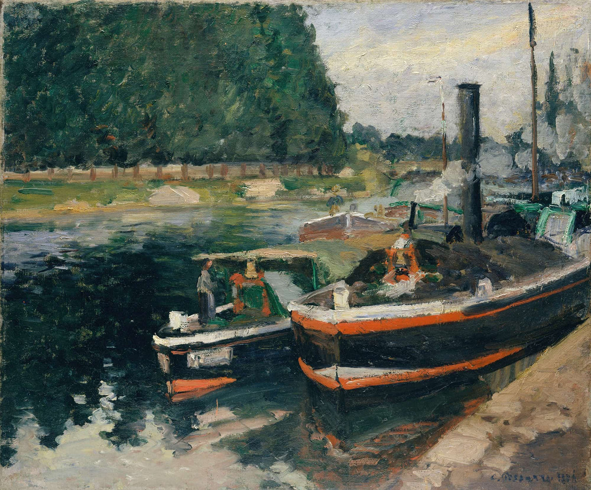Barges At Pontoise by Camille Pissarro