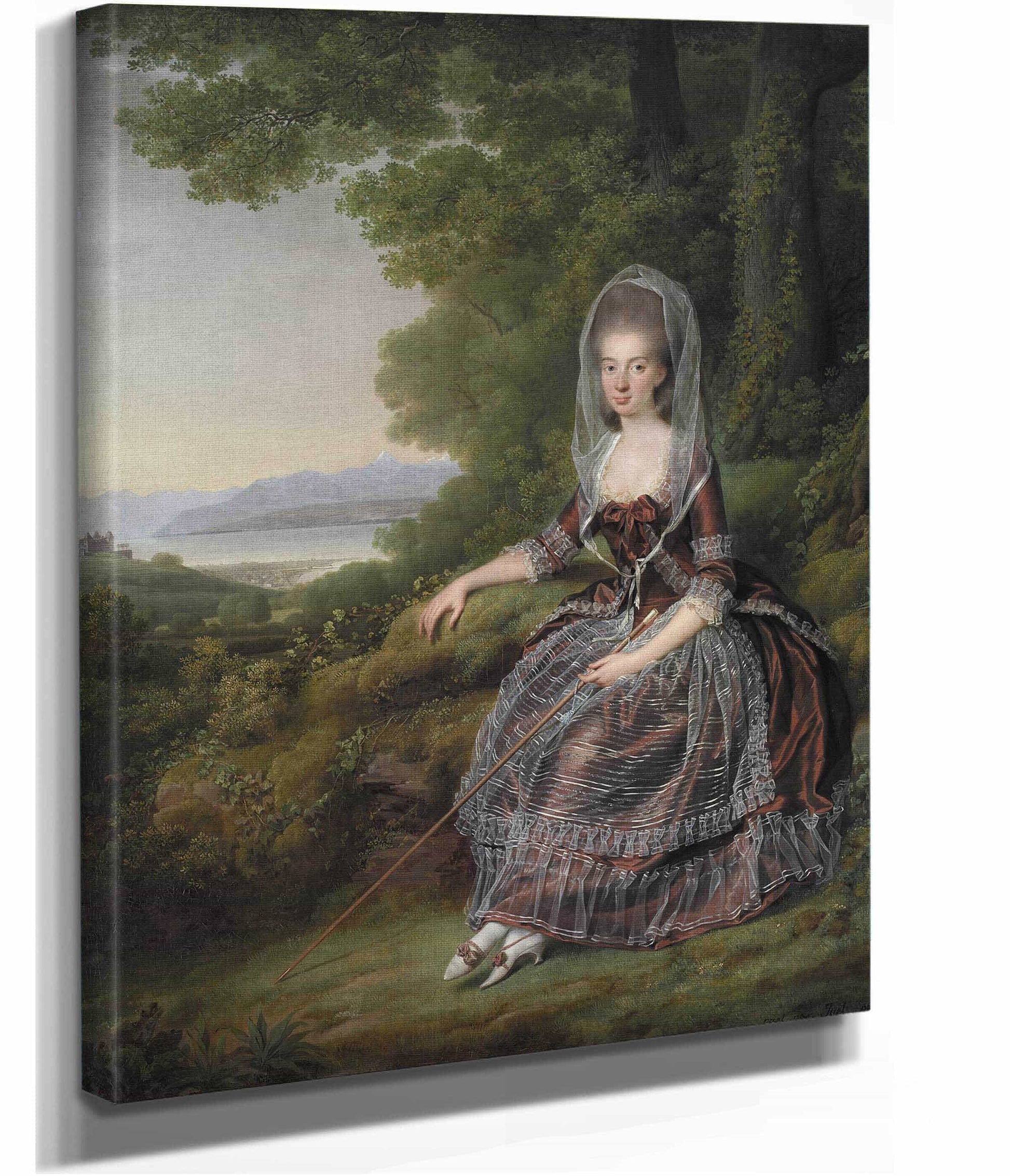 Baroness Matilda Guiguer De Prangins In Her Park At The Lake Of Geneva by Jens Juel